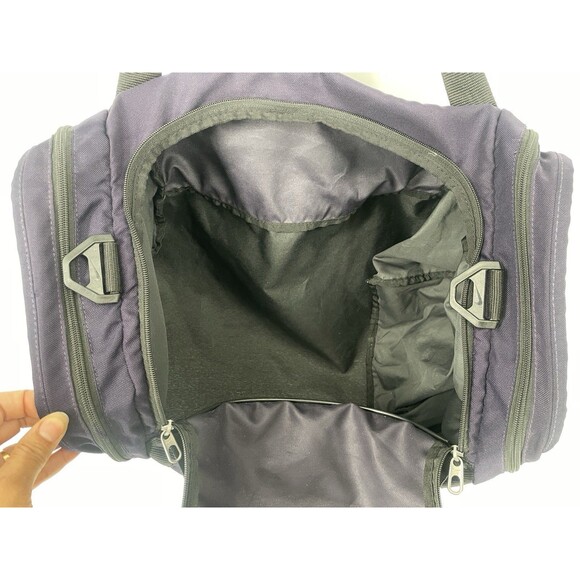Vintage 90s Nike Duffel Bag Luggage Gym Purple Black White Tag Swoosh - Picture 10 of 11